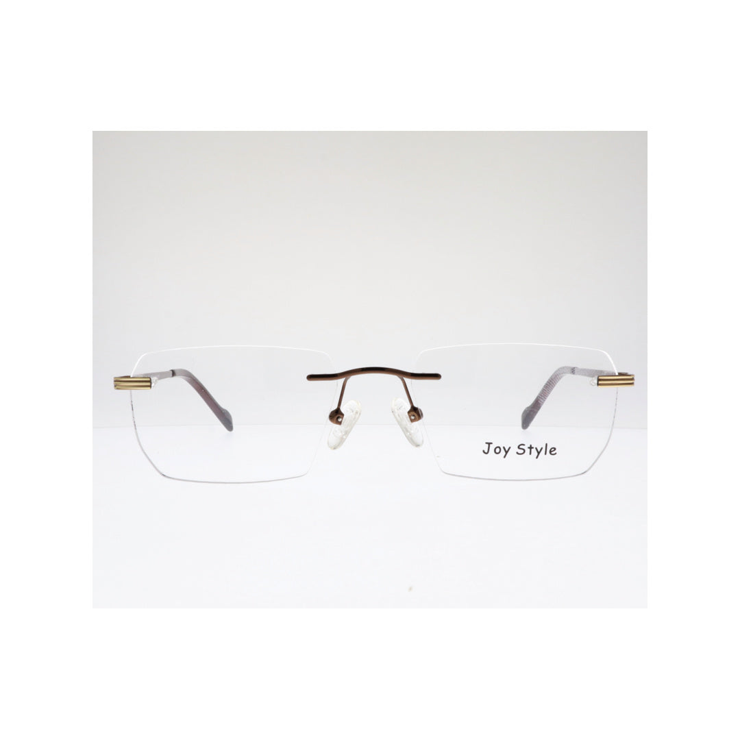 Joy Style For Unisex Eyeglasses Rimless Square Shape Size 53 Old7018mc4 Brown