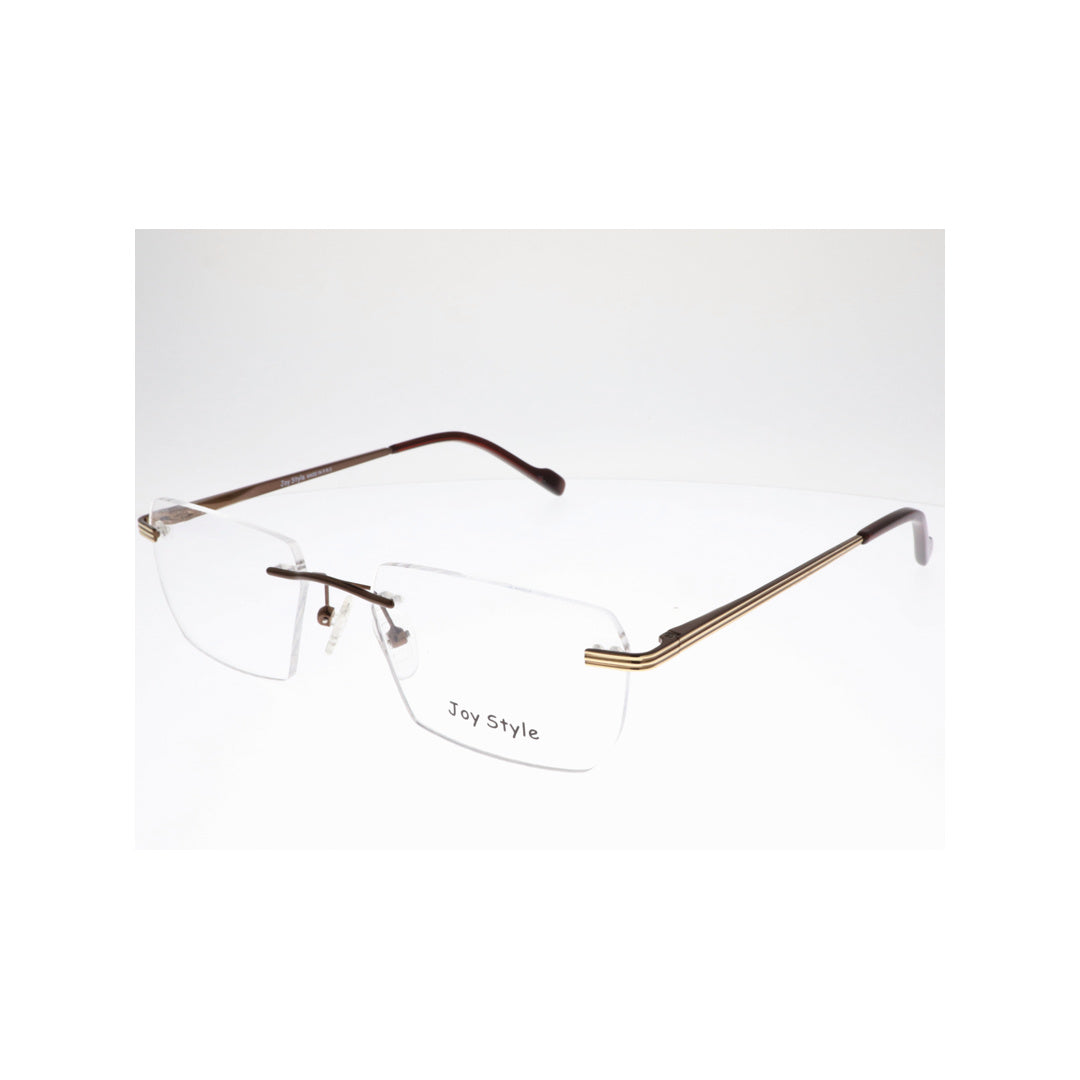 Joy Style For Unisex Eyeglasses Rimless Square Shape Size 53 Old7018mc4 Brown