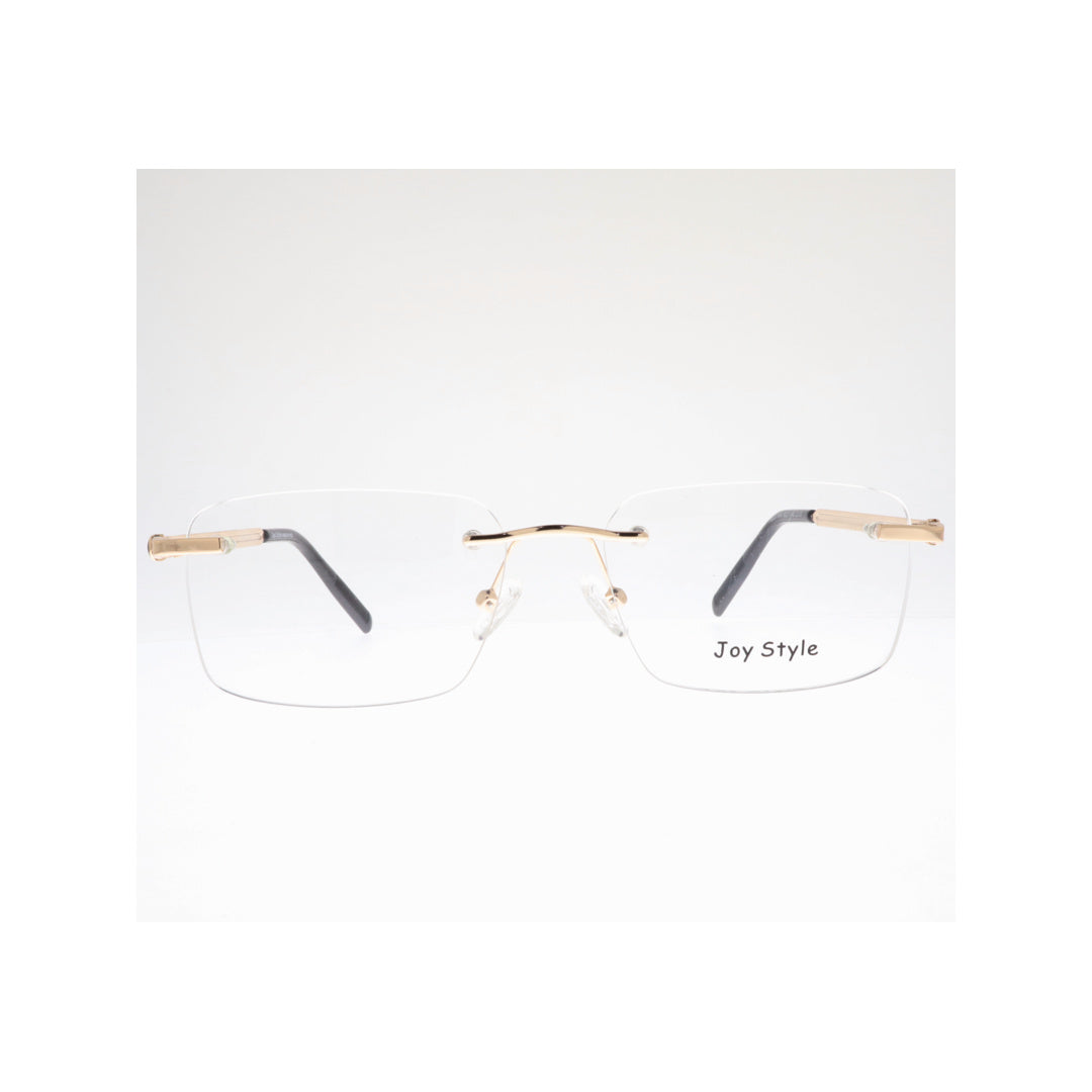 Joy Style For Unisex Eyeglasses Rimless Square Shape Size 56 Old0168mc2 Black Gold