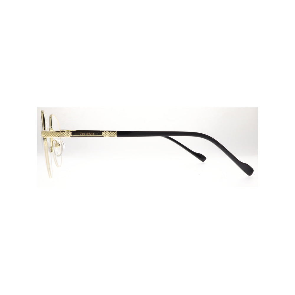 Joy Style For Unisex Metal Eyeglasses Semi-Rimless Round Shape Size 52 8867c6 Black Gold