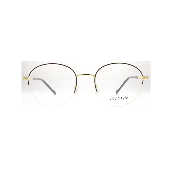 Joy Style For Unisex Metal Eyeglasses Semi-Rimless Round Shape Size 52 8867c6 Black Gold