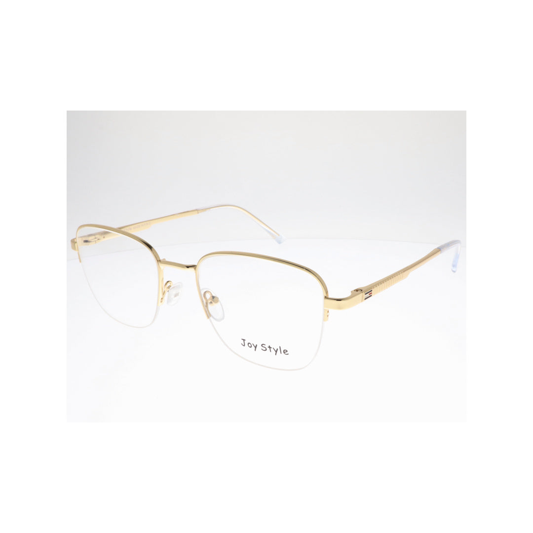 Joy Style For Unisex Metal Eyeglasses Semi-Rimless Square Shape Size 52 Ch8839c1 Gold