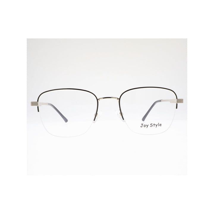 Joy Style For Unisex Metal Eyeglasses Semi-Rimless Square Shape Size 52 Ch8839c2 Black Silver