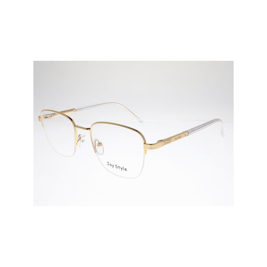 Joy Style For Unisex Metal Eyeglasses Semi-Rimless Square Shape Size 52 Ch8847c1 Gold
