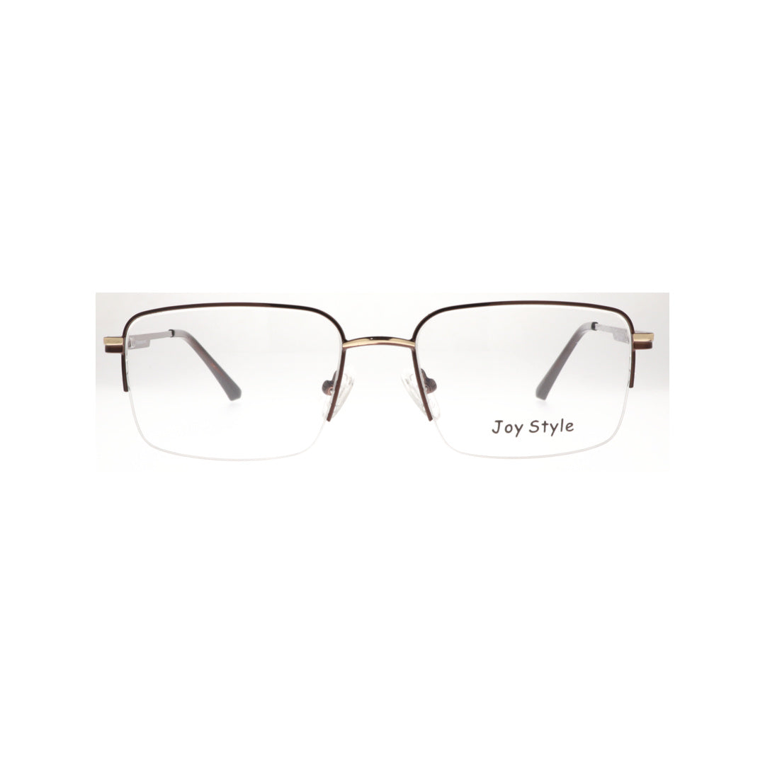 Joy Style For Unisex Metal Eyeglasses Semi-Rimless Square Shape Size 53 8805c3 Brown