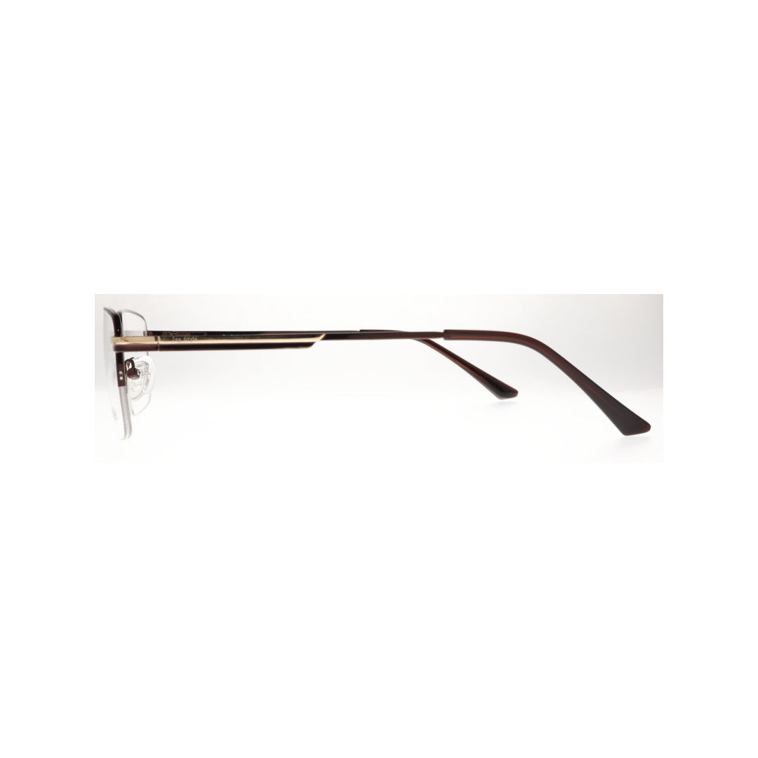 Joy Style For Unisex Metal Eyeglasses Semi-Rimless Square Shape Size 53 8805c3 Brown
