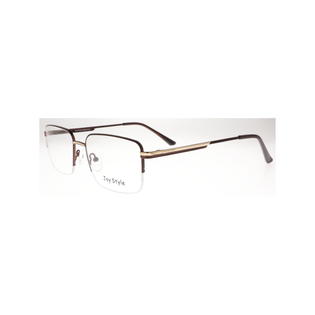 Joy Style For Unisex Metal Eyeglasses Semi-Rimless Square Shape Size 53 8805c3 Brown
