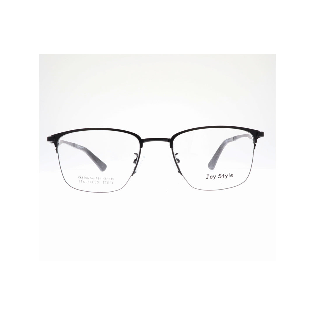 Joy Style For Unisex Metal Eyeglasses Semi-Rimless Square Shape Size 54 8206c1 Matte Black