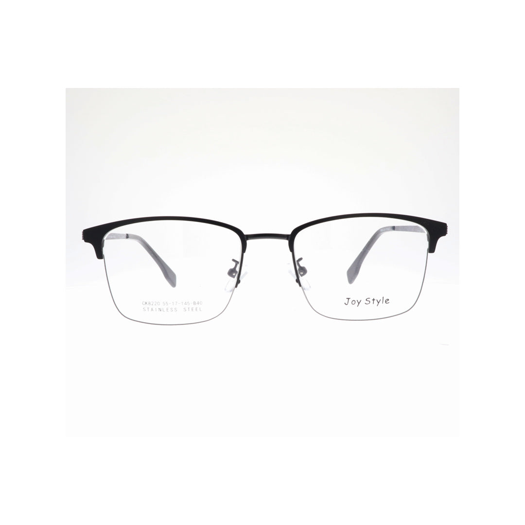 Joy Style For Unisex Metal Eyeglasses Semi-Rimless Square Shape Size 54 8220c1 Matte Black