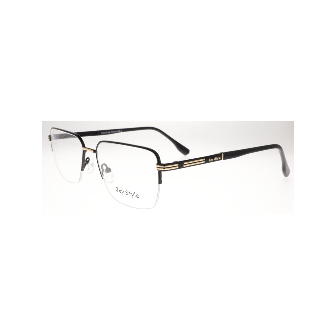 Joy Style For Unisex Metal Eyeglasses Semi-Rimless Square Shape Size 54 8807c1 Black Gold