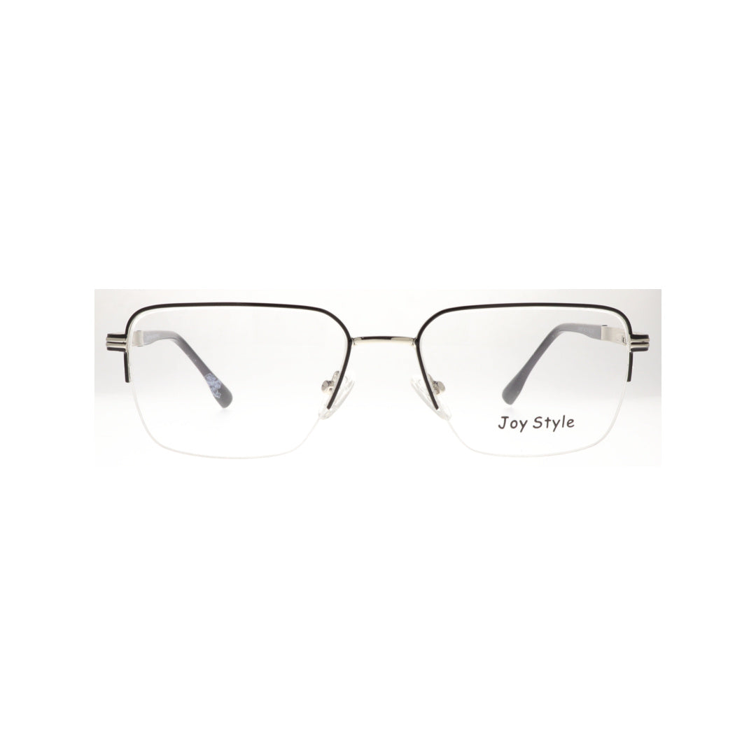 Joy Style For Unisex Metal Eyeglasses Semi-Rimless Square Shape Size 54 8807c6 Balck Silver