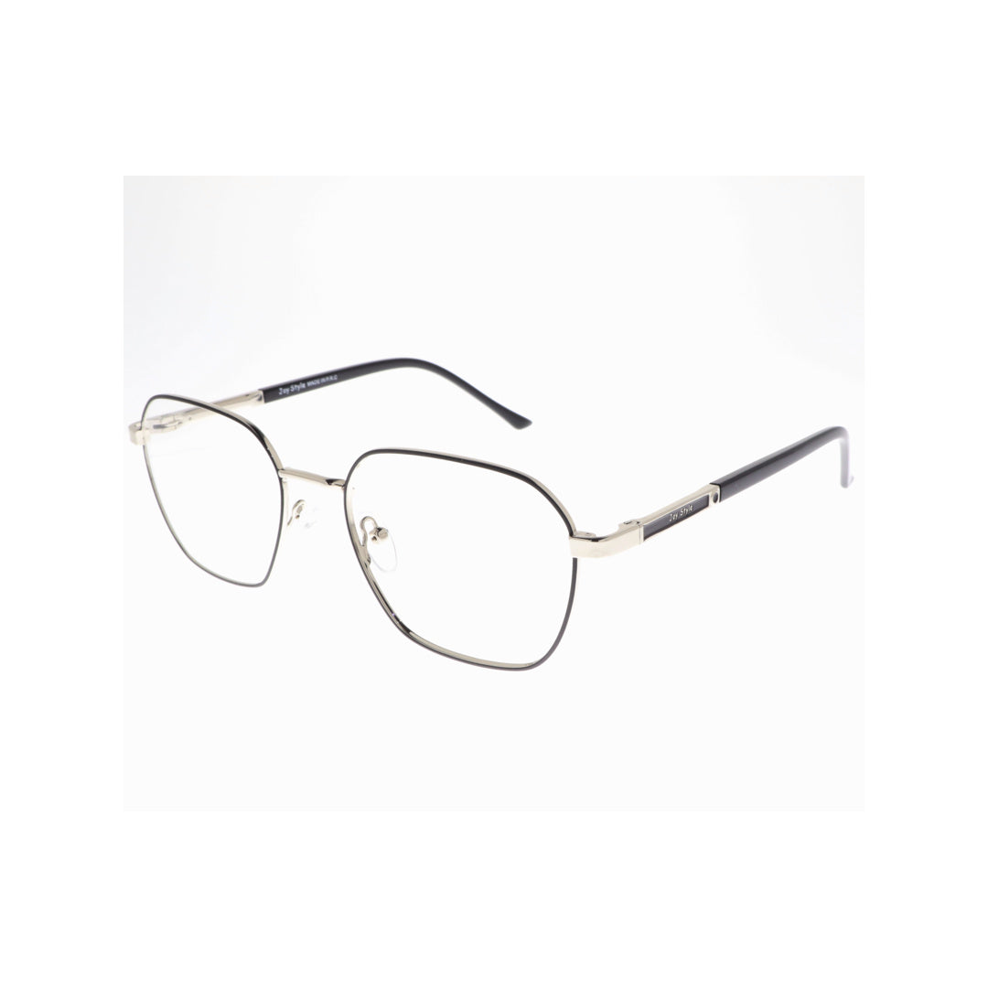 Joy Style For Unisex Metal Eyeglasses Square Shape 54 Ch8852c2 Silver Black