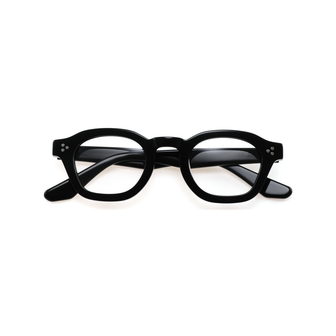 Joy Style For Unisex Round Acetate Eyeglasses C1 Black 45-24-145