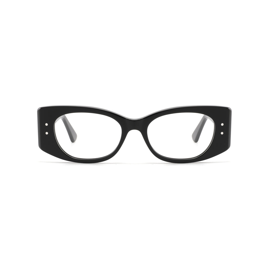 Joy Style For Unisex Round Acetate Eyeglasses C1 Black 49-18-145