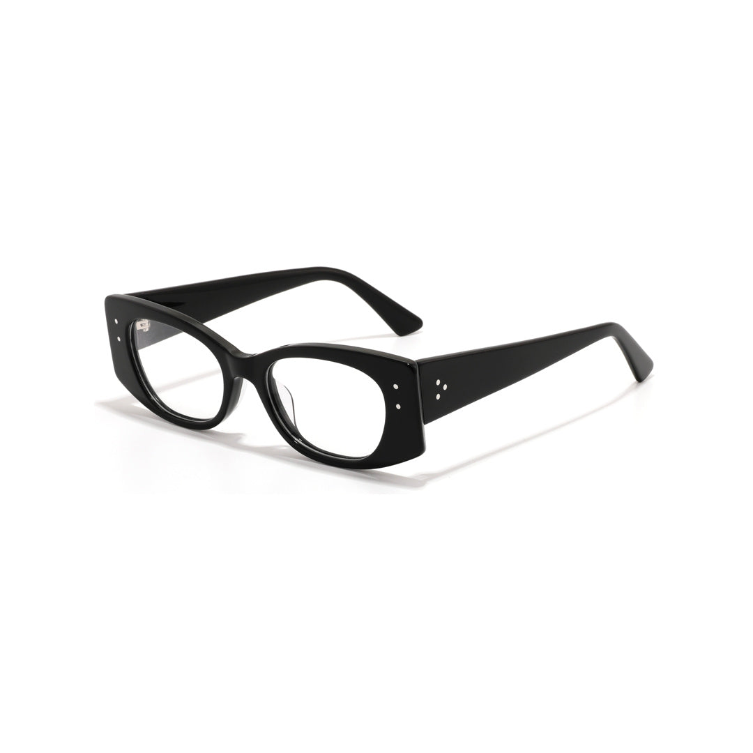 Joy Style For Unisex Round Acetate Eyeglasses C1 Black 49-18-145