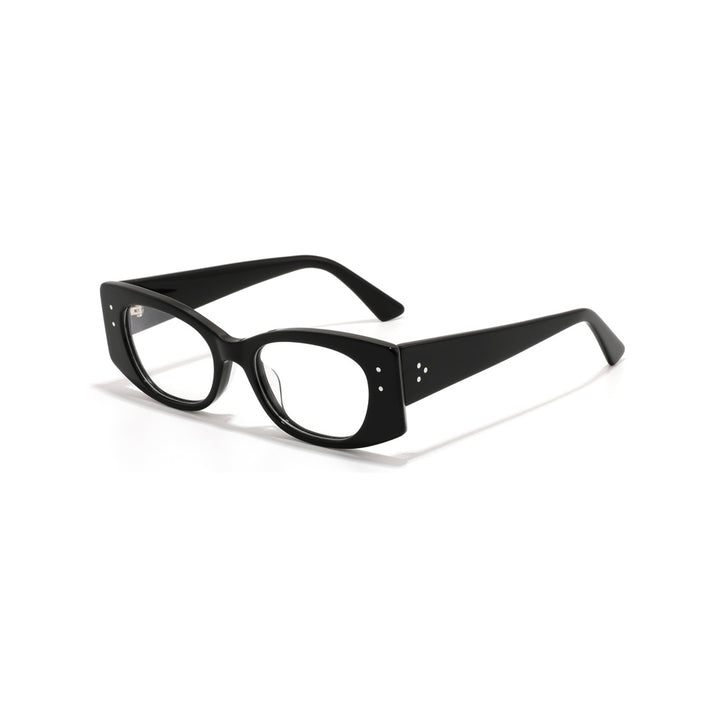 Joy Style For Unisex Round Acetate Eyeglasses C1 Black 49-18-145