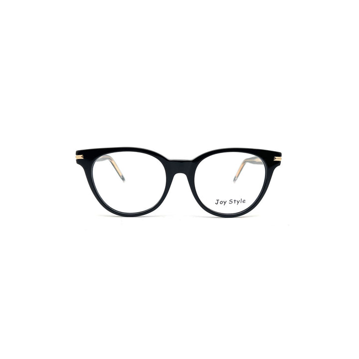 Joy Style For Unisex Round Acetate Eyeglasses C1 Black 52-18-145