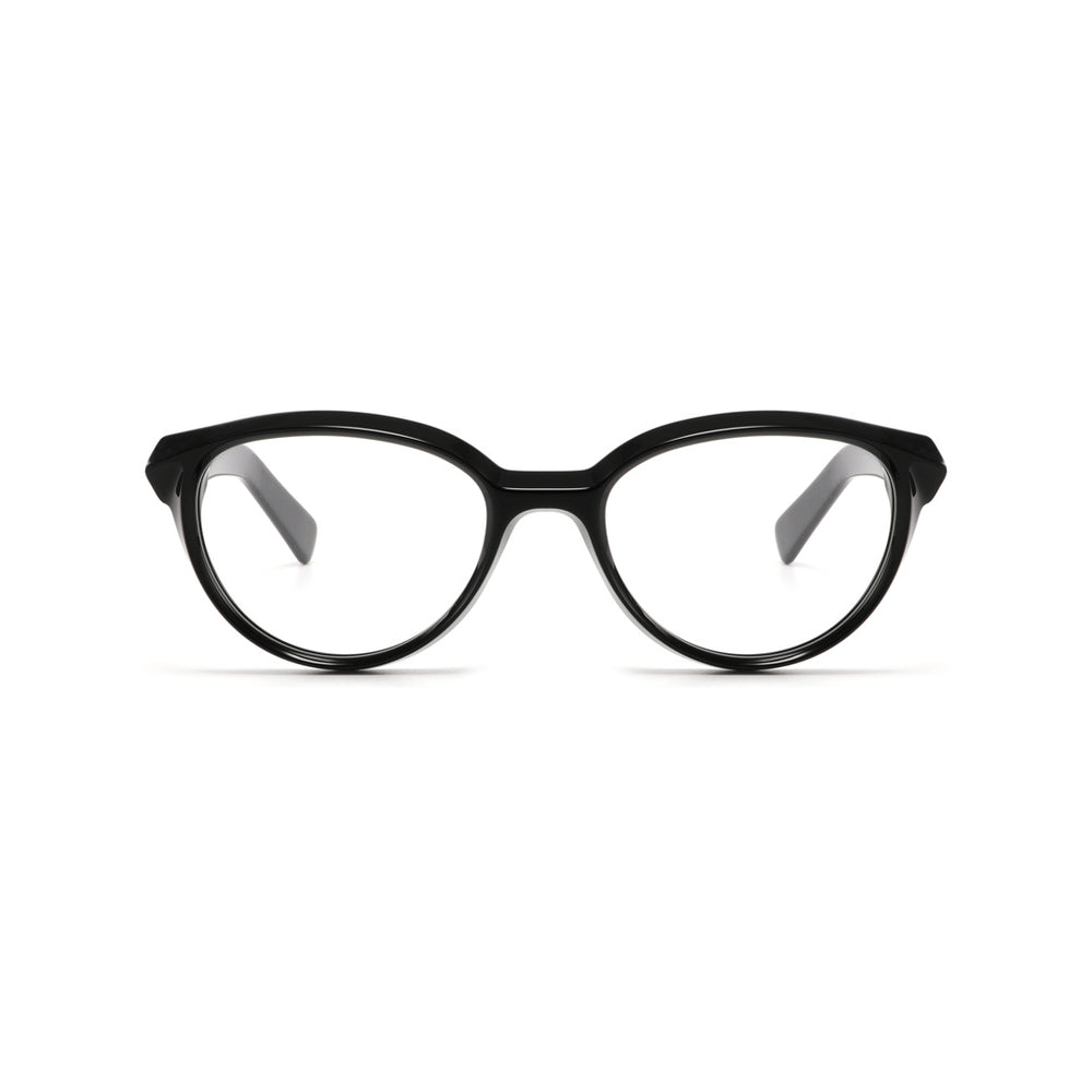 Joy Style For Unisex Round Acetate Eyeglasses C1 Black 53-19-145