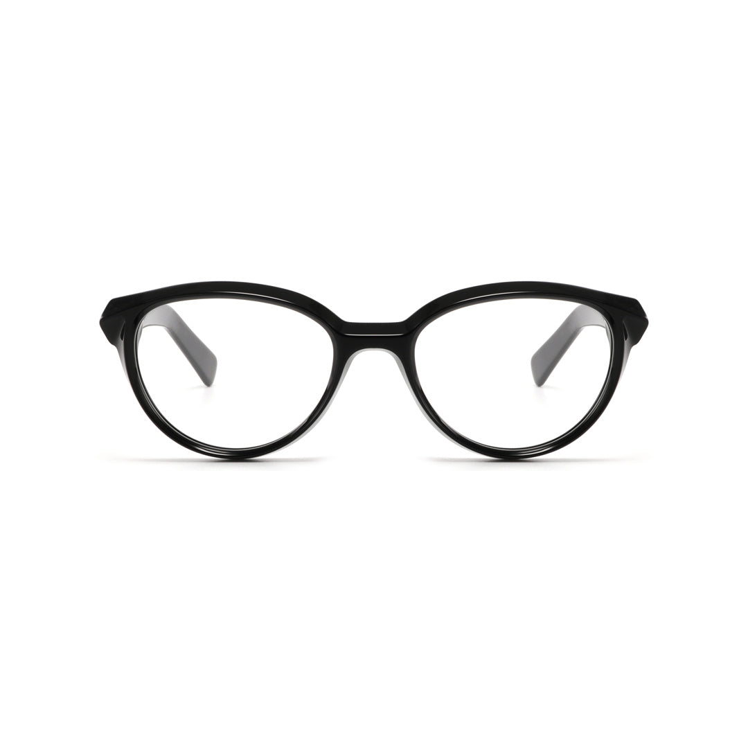 Joy Style For Unisex Round Acetate Eyeglasses C1 Black 53-19-145