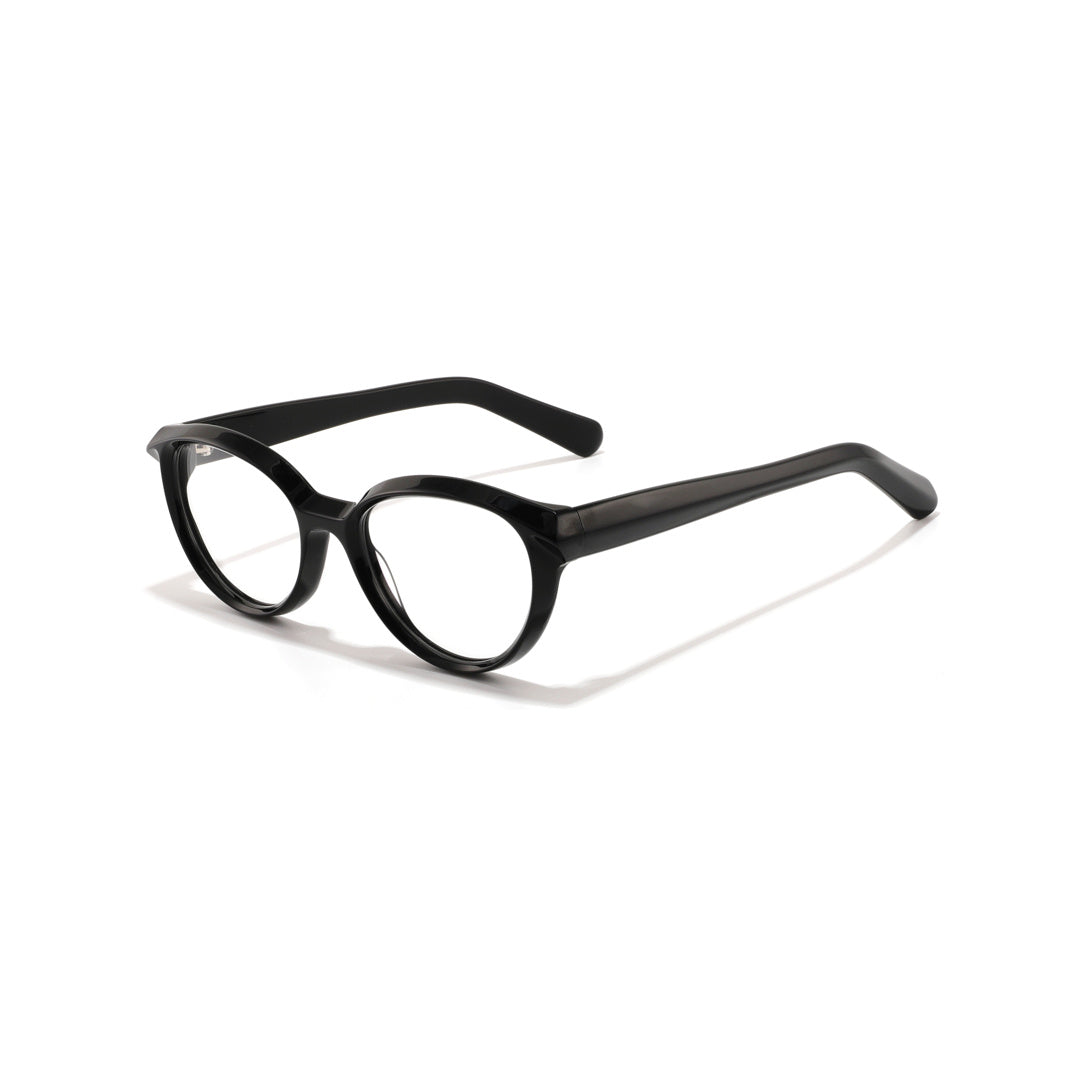 Joy Style For Unisex Round Acetate Eyeglasses C1 Black 53-19-145
