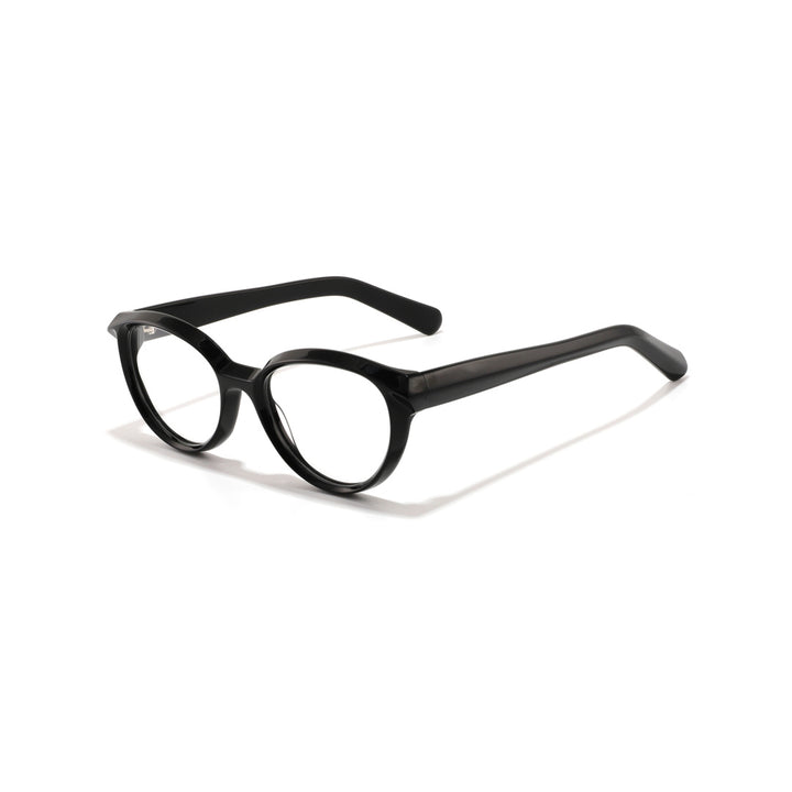 Joy Style For Unisex Round Acetate Eyeglasses C1 Black 53-19-145