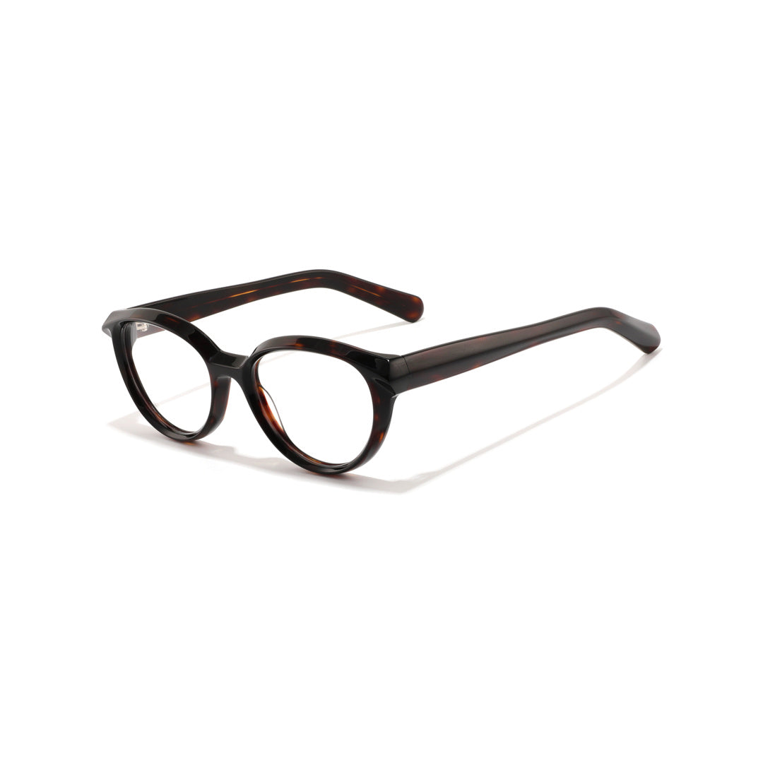 Joy Style For Unisex Round Acetate Eyeglasses C2 Black 53-19-145