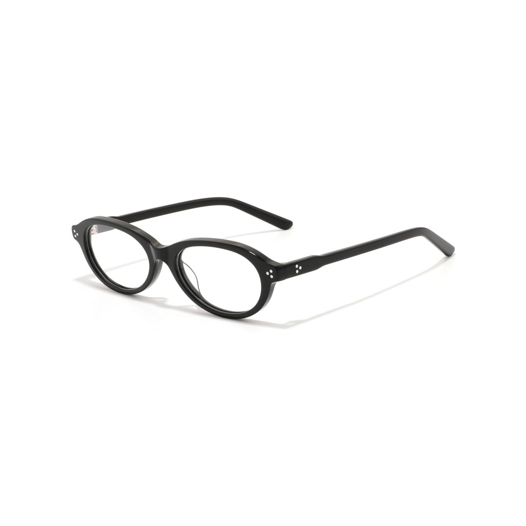 Joy Style For Unisex Round Acetate Eyeglasses C2 Black 54-18-148