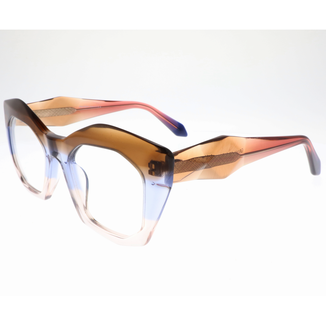 Joy Style For Women's Eyeglasses Cat Eye Size 51 6066c5 Brown Blue Gradient