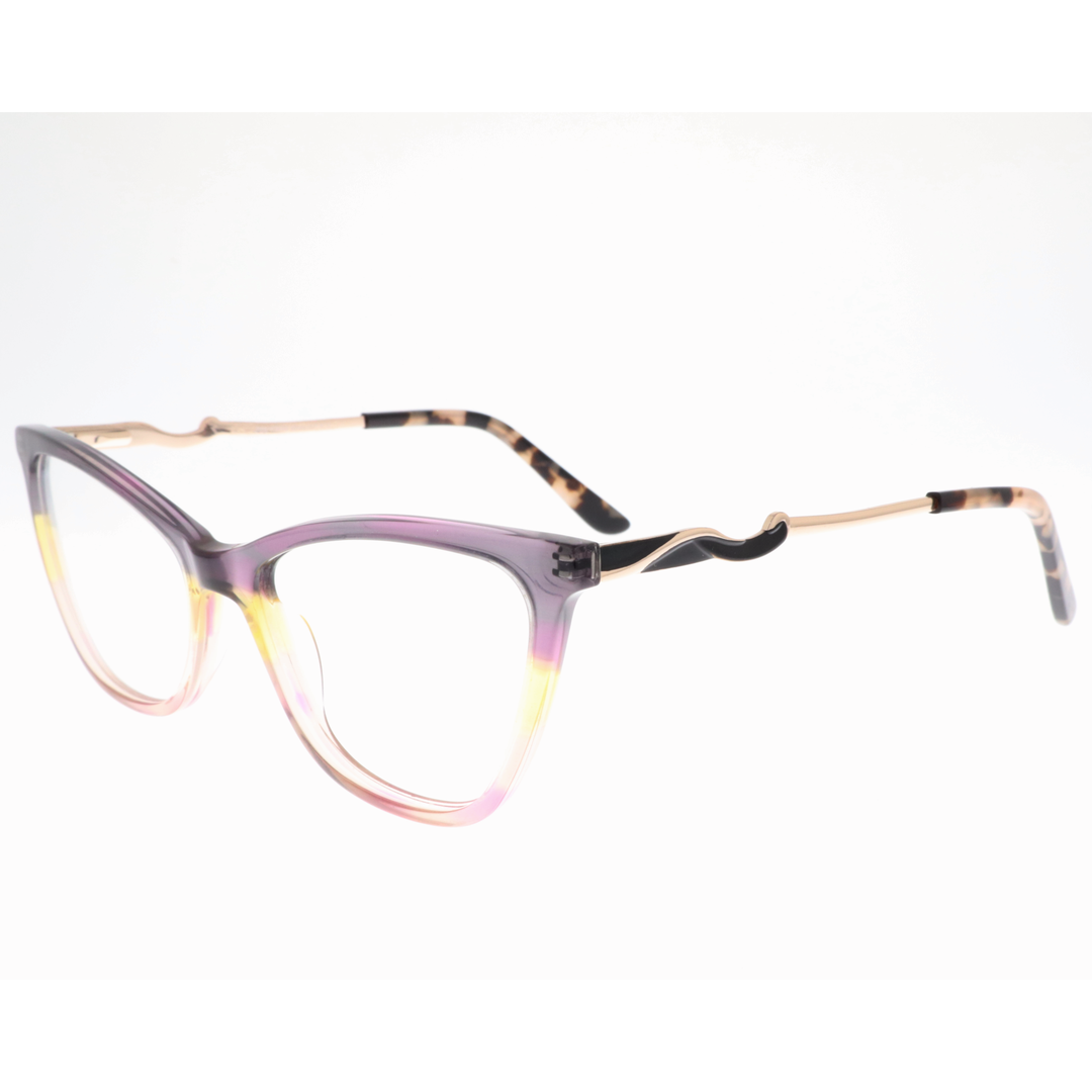 Joy Style For Women's Eyeglasses Cat Eye Size 53 Zf35110c3 Purple Yellow Pink Gradient