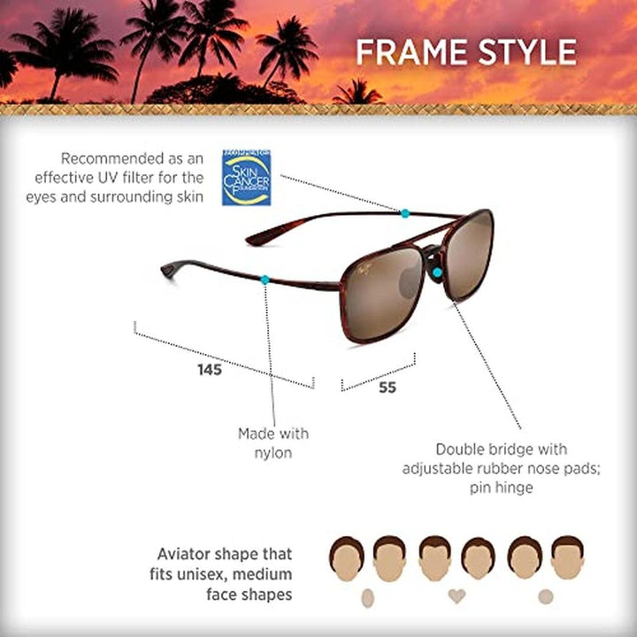 Maui Jim KEOKEA MJ447 Sunglasses 10 - Tortoise - Hcl Bronze Unisex Square