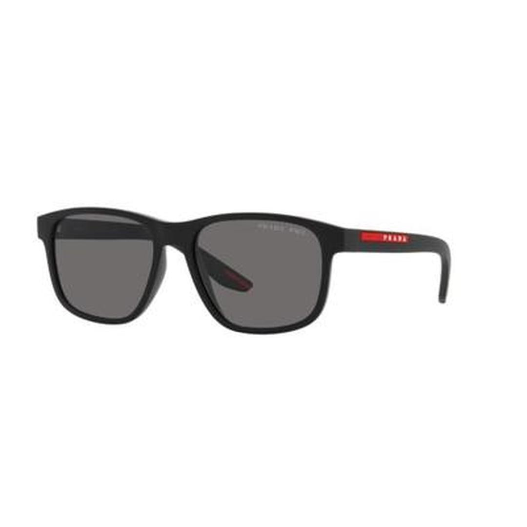 Prada Sport Men Rectangle Black Rubber Dark Grey Polarized PS06YS