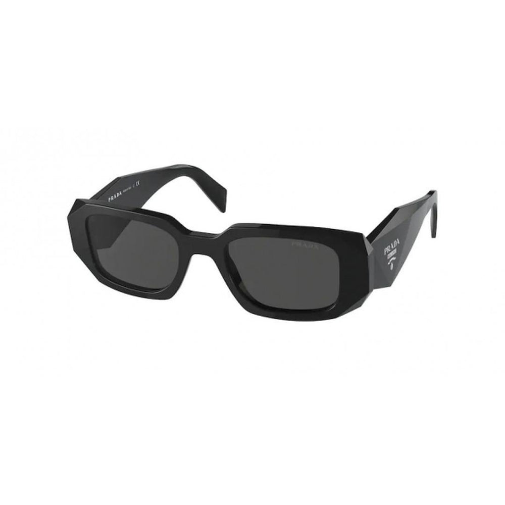 Prada 17WS Symbole Sunglasses 1AB5S0 - Black - Dark Grey Women Rectangle