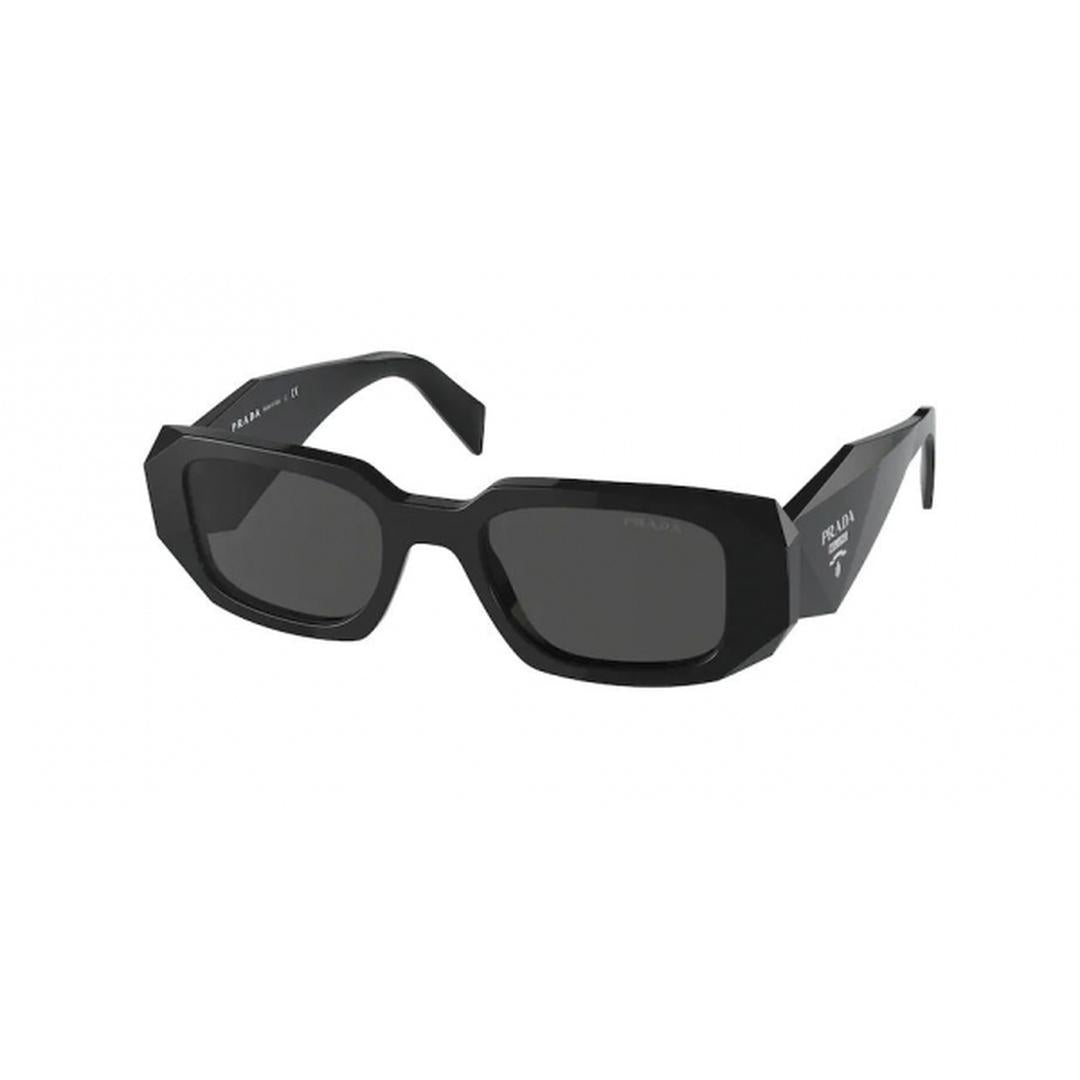 Prada 17WS Symbole Sunglasses 1AB5S0 - Black - Dark Grey Women Rectangle