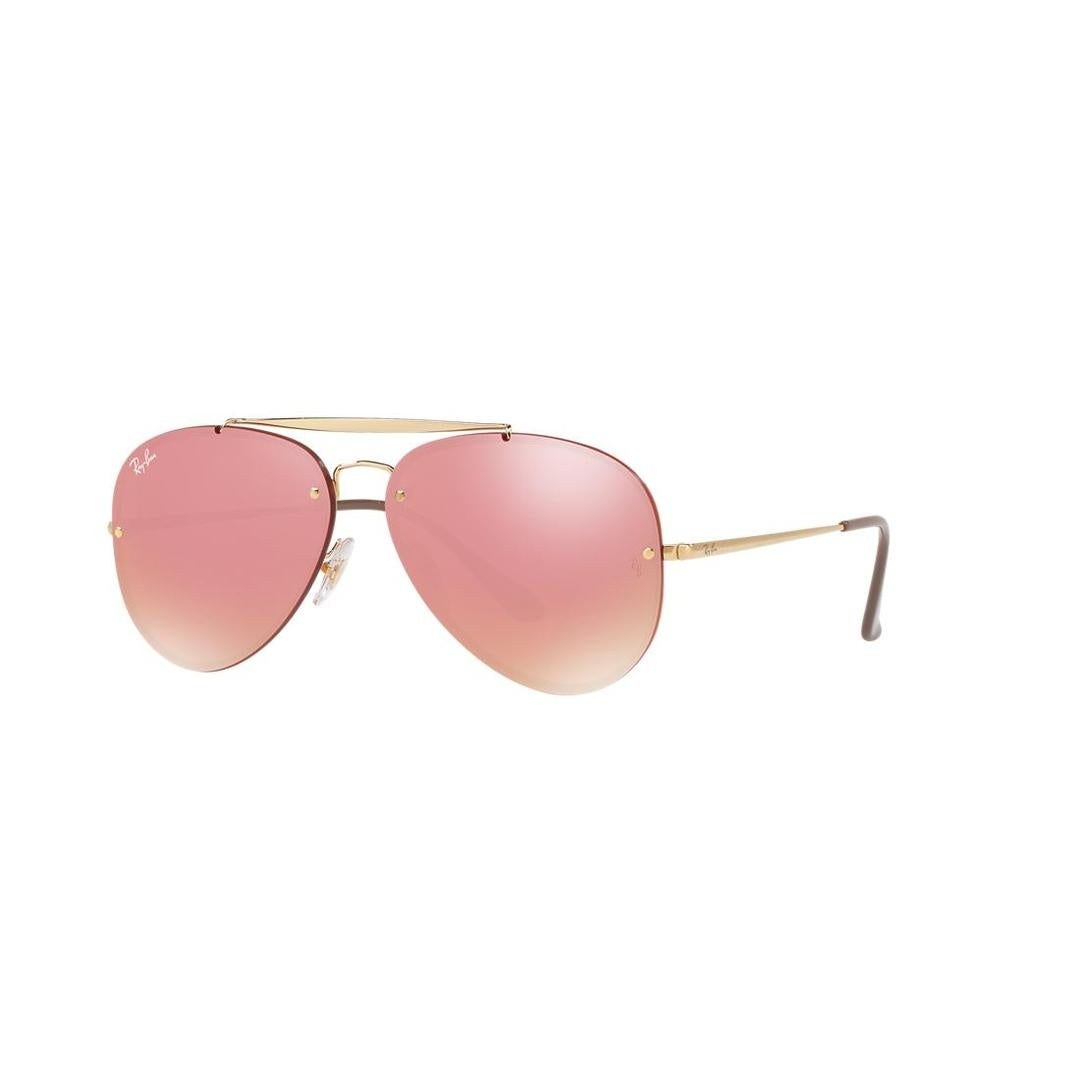 Ray-Ban Blaze Aviator RB 3584N 9052E4 Gold Metal Sunglasses Mirror Lens