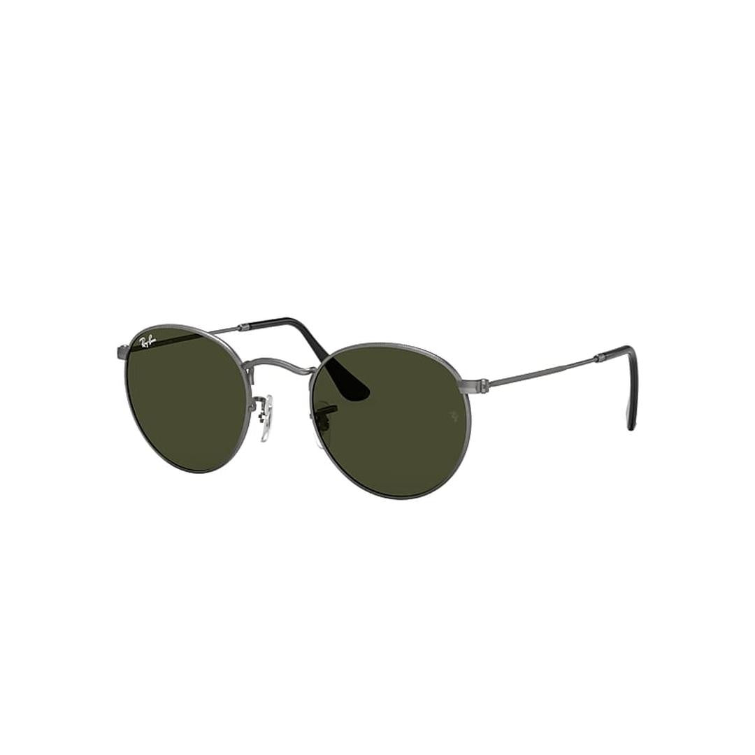 Ray-Ban Round Matt Gunmetal Green Sunglasses in Grey