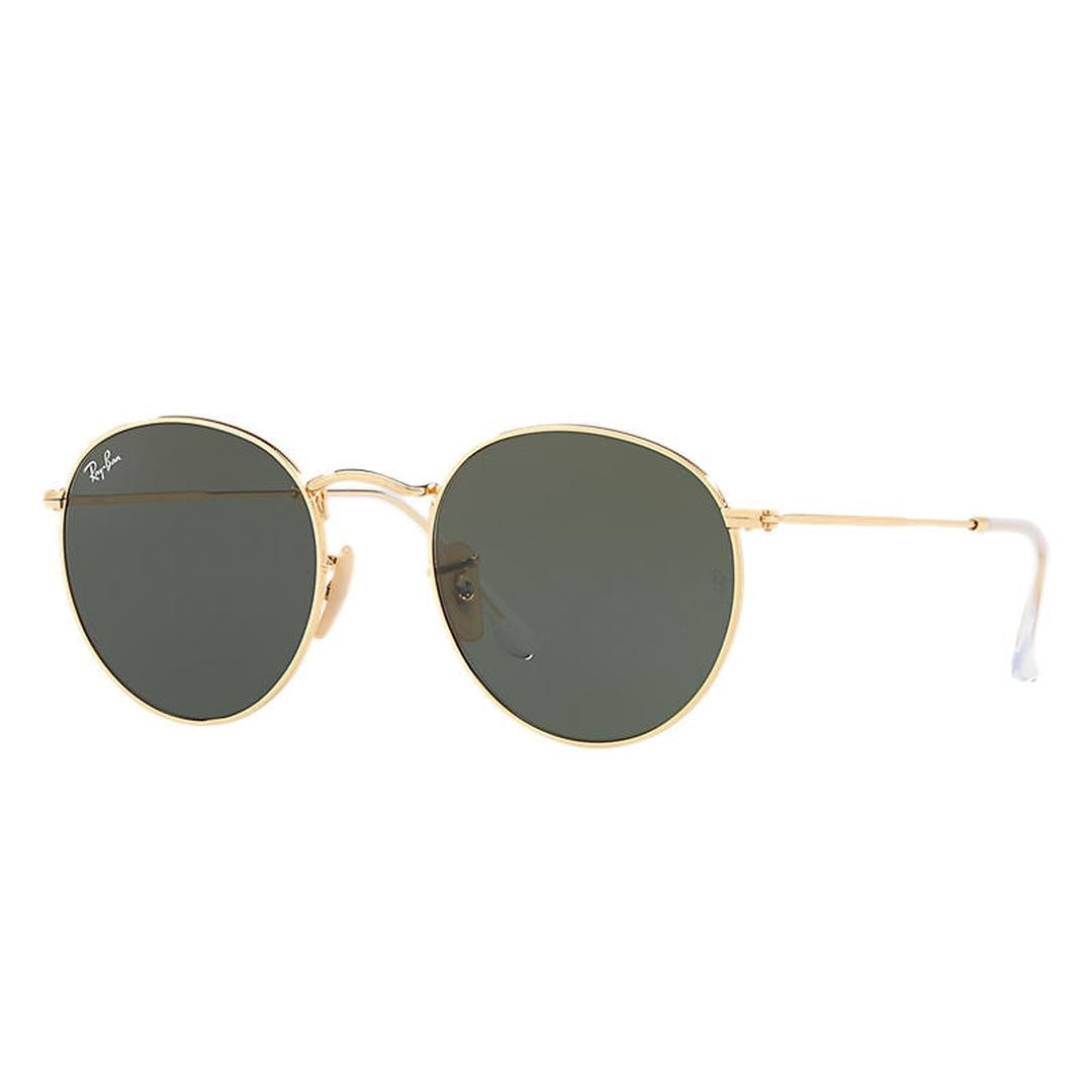 Ray-ban - Gold-tone G-15 Round-frame Sunglasses, Sunglasses, Green Lenses, Designer Sunglasses Men, 100% UV Protection