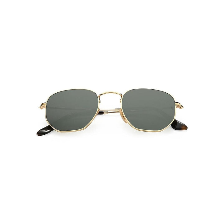 Ray-Ban Men Square Gold Green G-15 Sunglasses