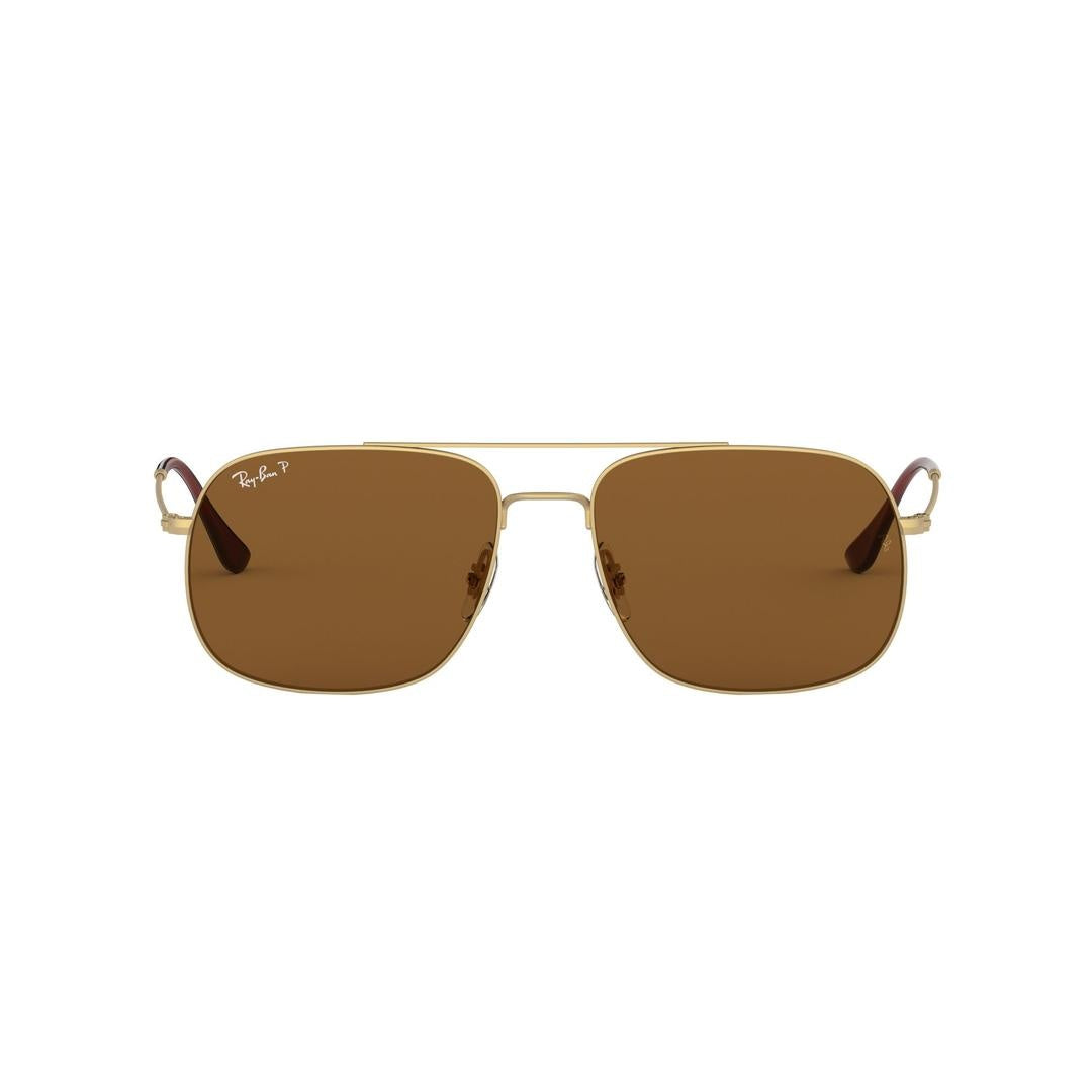 Ray-Ban Andrea 3595 Sunglasses 901383 - Gold - Dark Brown Polar Unisex Square