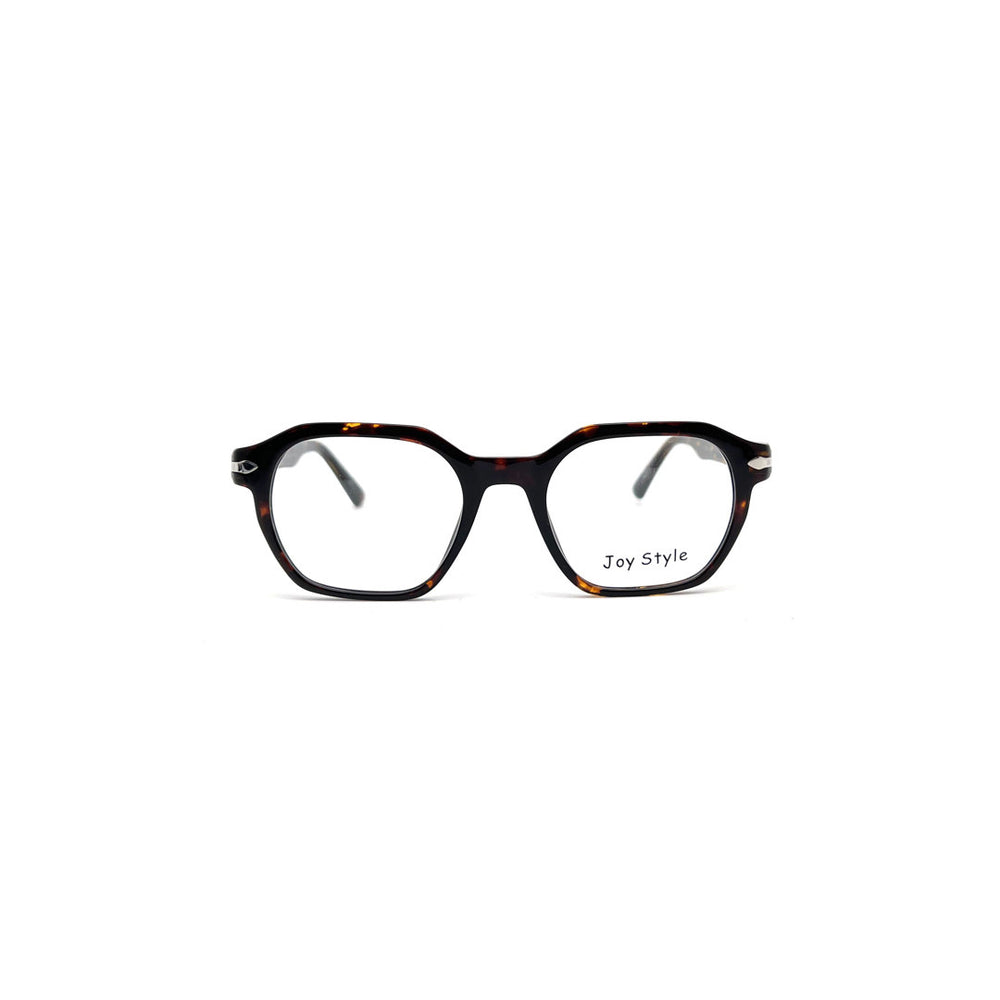 Joy Style For Men Rectangular Acetate Eyeglasses 24/B1 Brown Demi/Silver 49-20-145