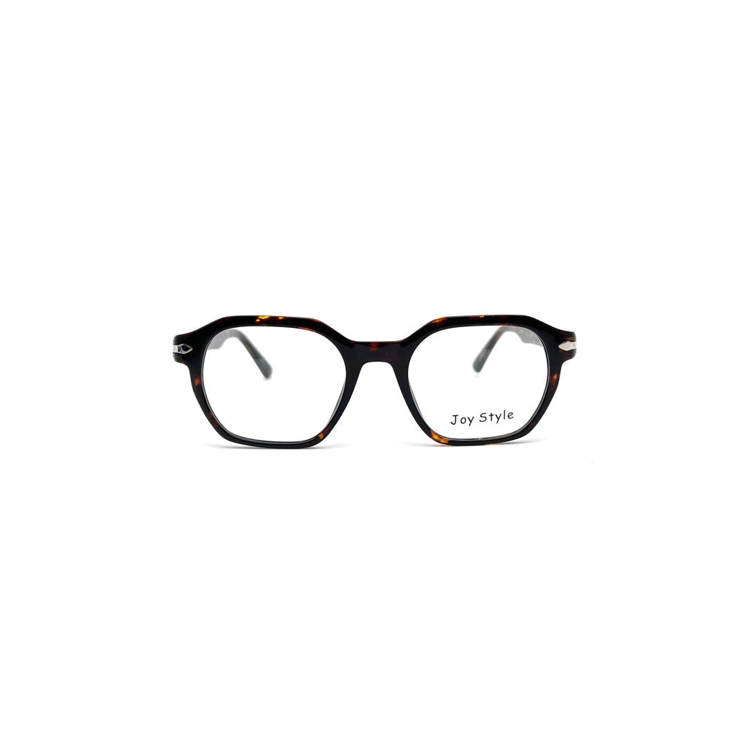Joy Style For Men Rectangular Acetate Eyeglasses 24/B1 Brown Demi/Silver 49-20-145