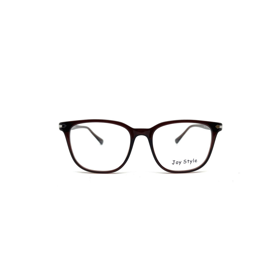 Joy Style For Men Rectangular Acetate Eyeglasses 1126 Brown/Silver 52-18-145