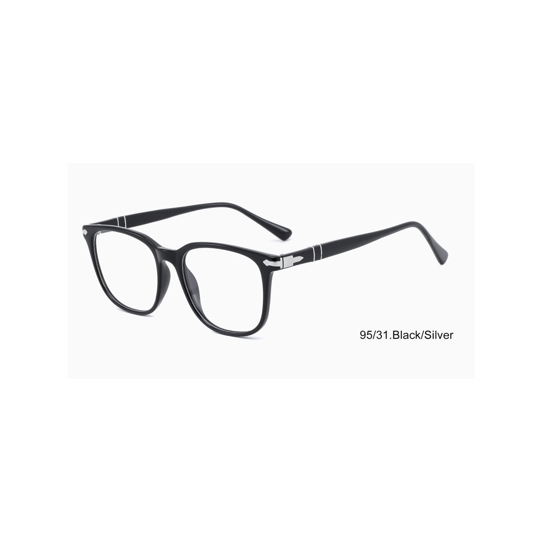 Joy Style For Unisex Round Acetate Eyeglasses 95/31 Black/Silver 52-18-145