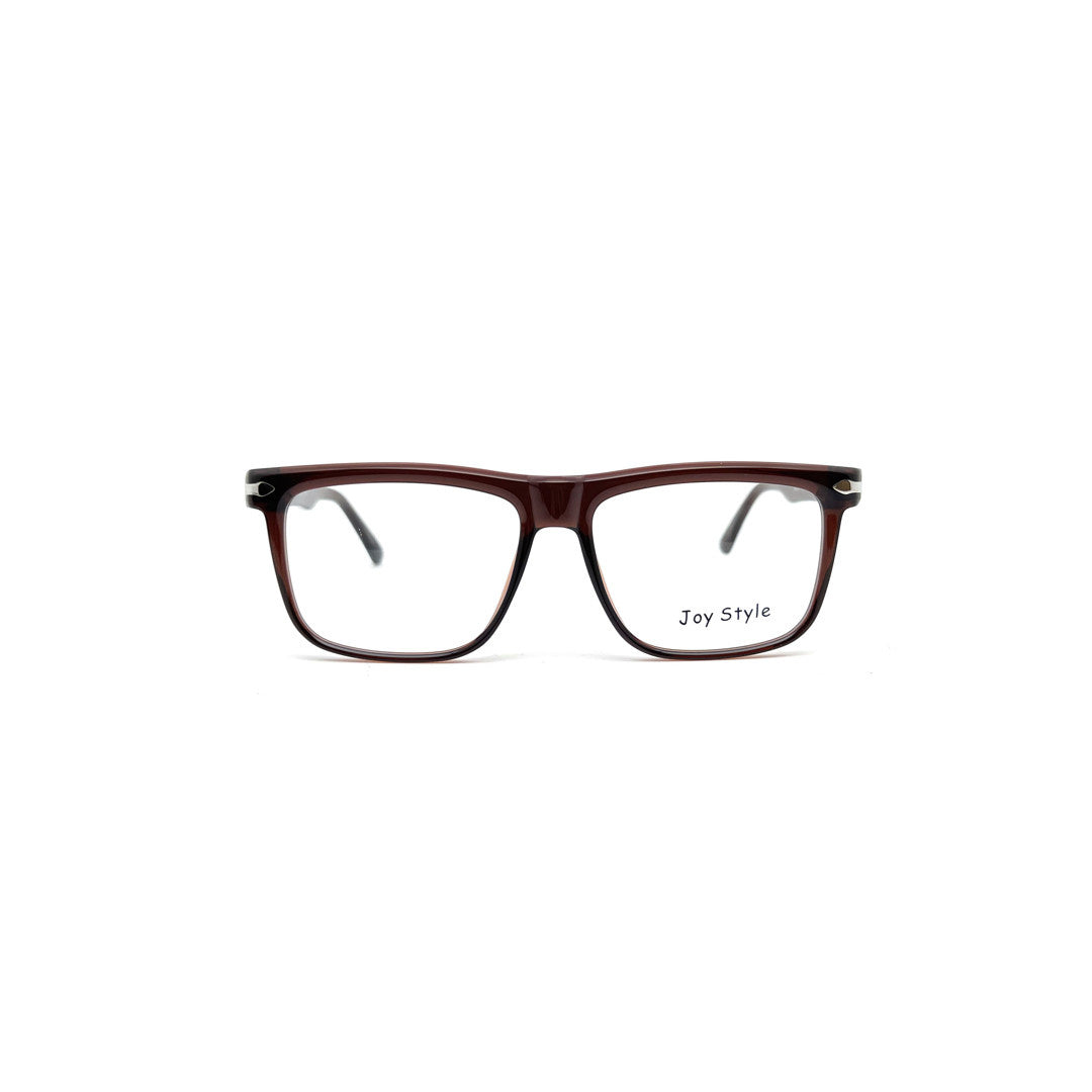 Joy Style For Men Rectangular Acetate Eyeglasses 1126 Brown/Silver 54-18-145