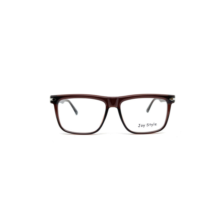 Joy Style For Men Rectangular Acetate Eyeglasses 1126 Brown/Silver 54-18-145