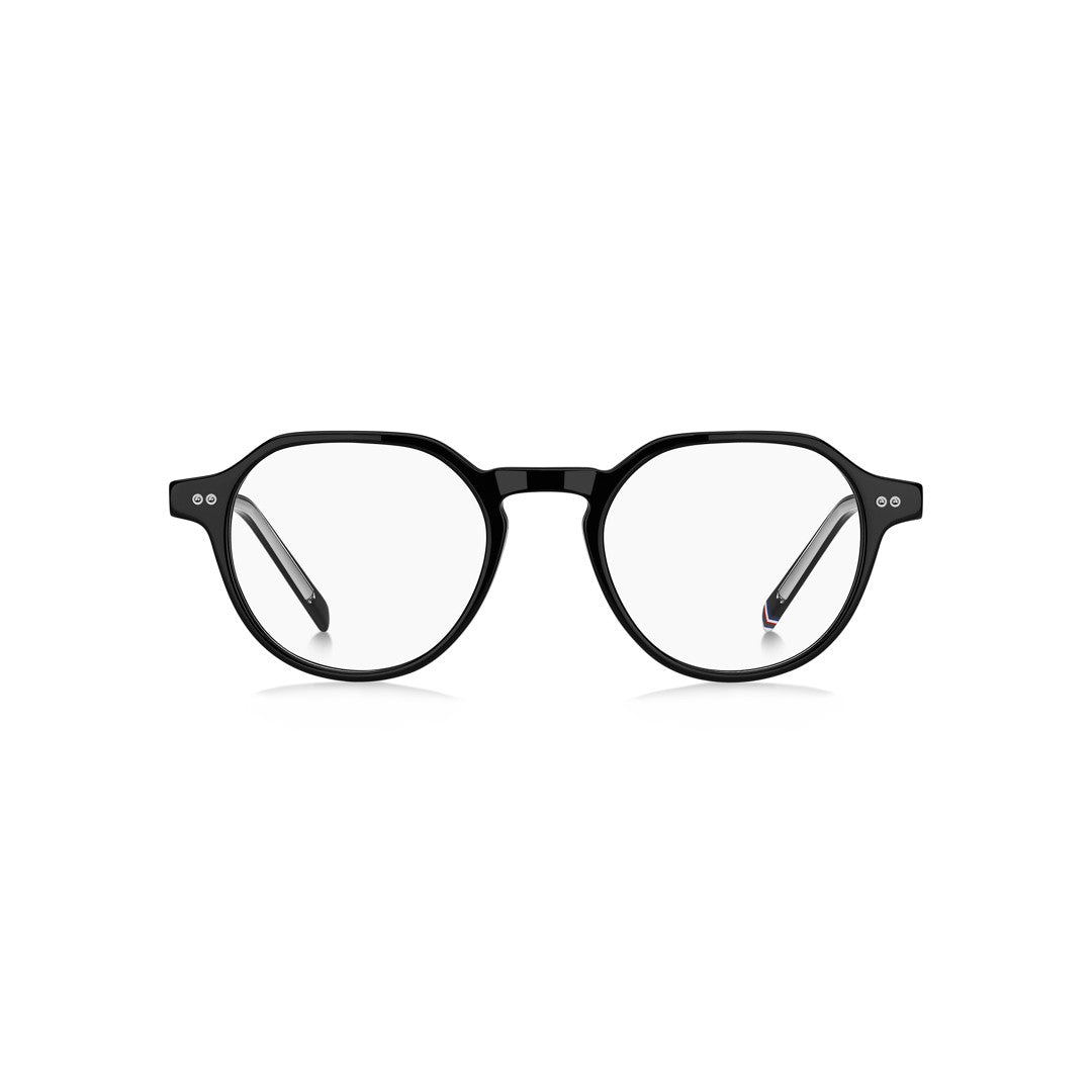 TOMMY HILFIGER OPTICAL FRAMES TH2128 ROUND GEOMETRICAL ECO ACETATE BLACK For MAN 50-20-150