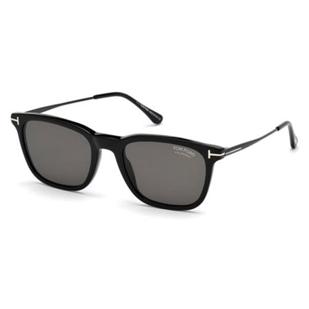 Tom Ford Arnaud-02 0625 Sunglasses 01D - Shiny Black / Smoke Polarized - Grey Men Square
