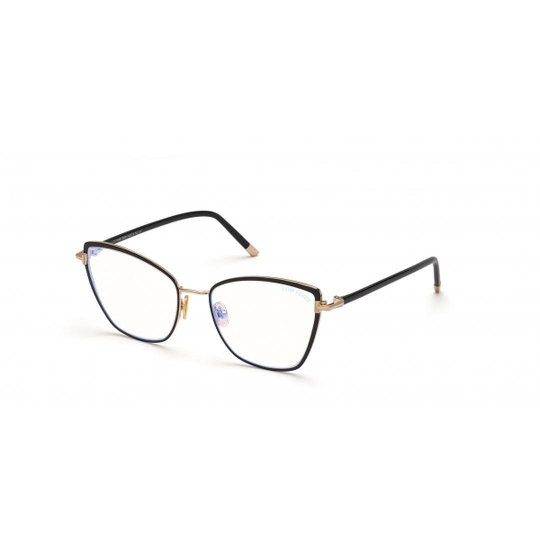 Tom Ford 5740B Blue Light Blocking Filtering Eyeglasses 001 - Black Enamel Shiny Rose Gold Shiny Black Women Square