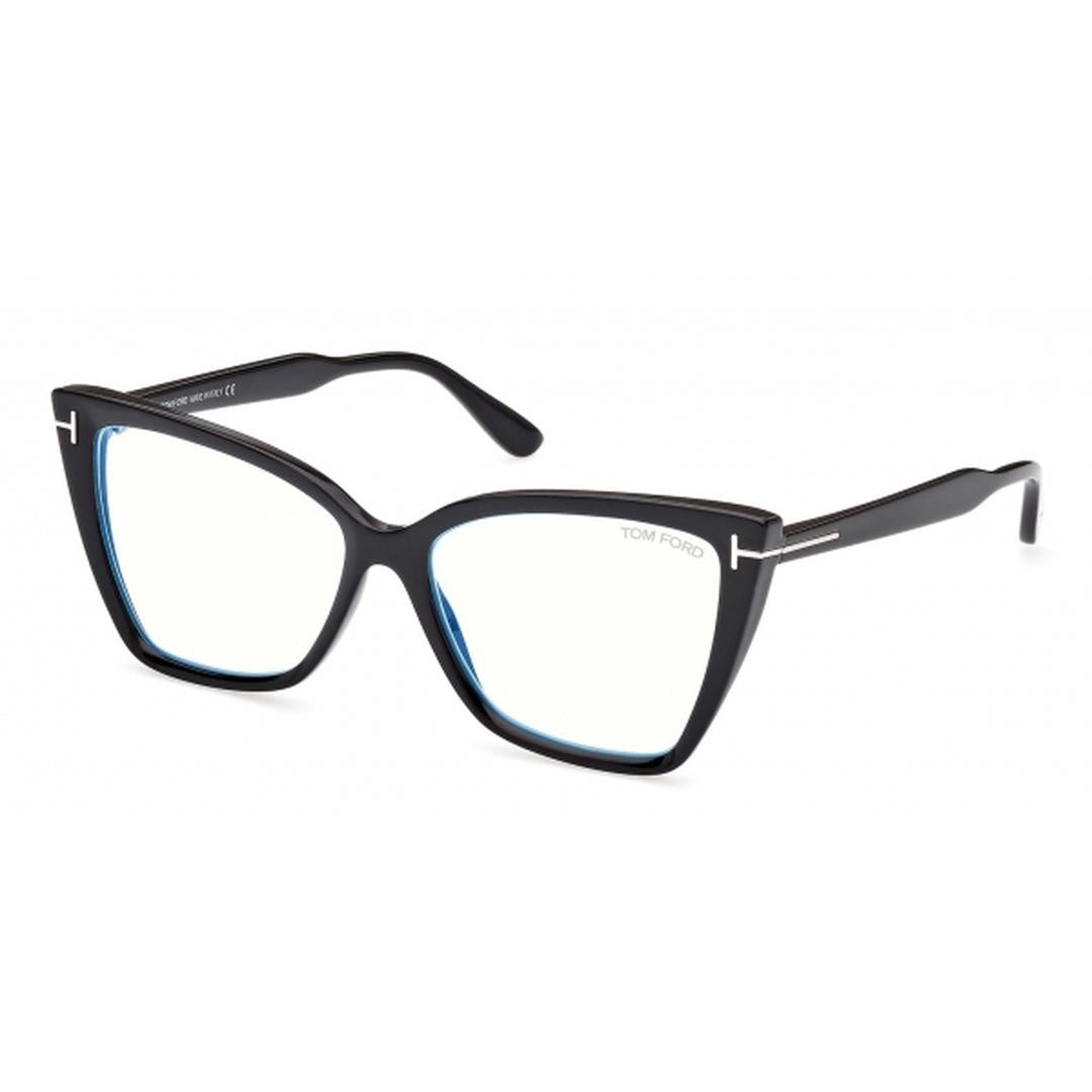 Tom Ford 5844B Blue Light Blocking Filtering Eyeglasses 001 - Shiny Black Women Cat Eye