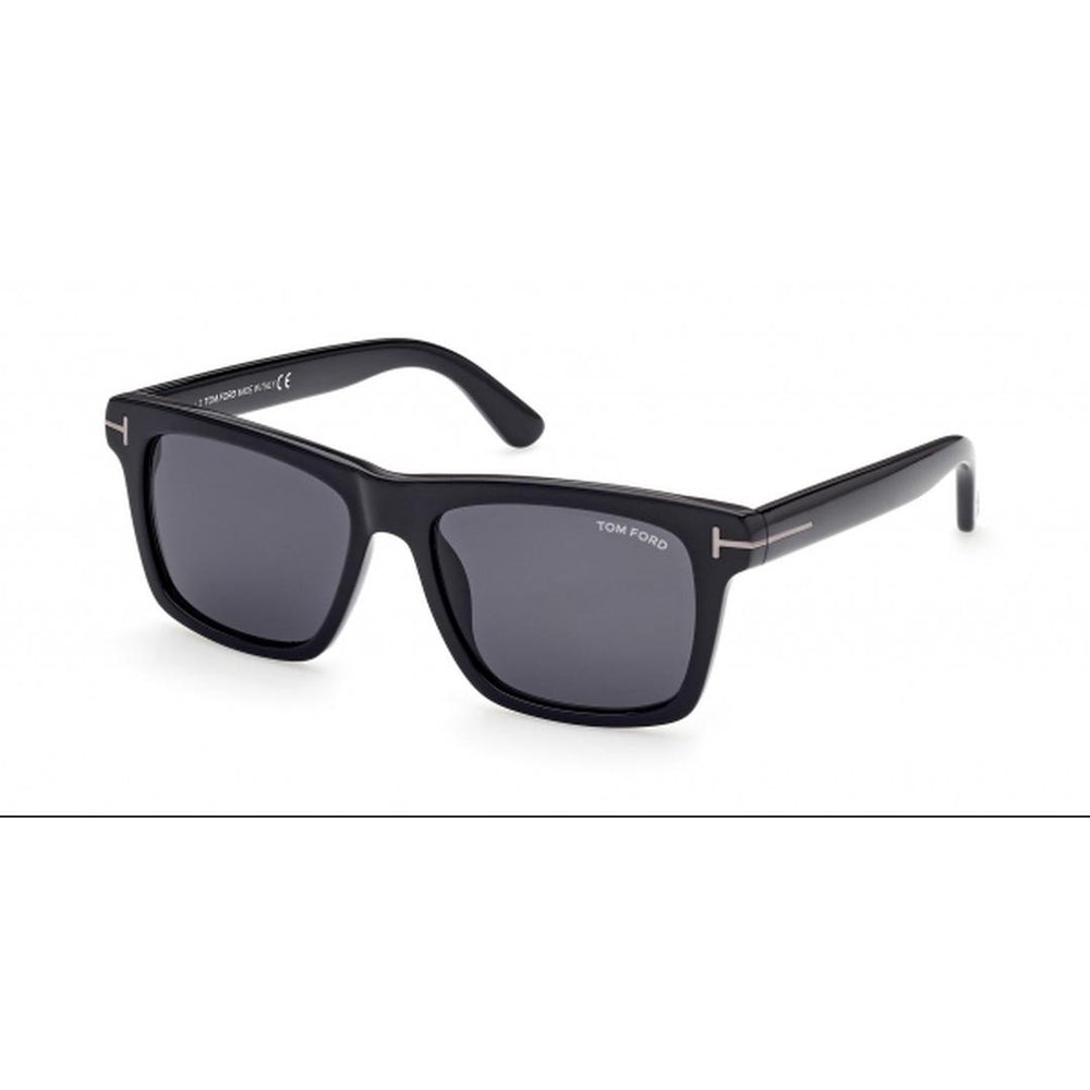 Tom Ford Buckley-02 0906N Sunglasses 01A - Shiny Black / Smoke Lenses Men Square