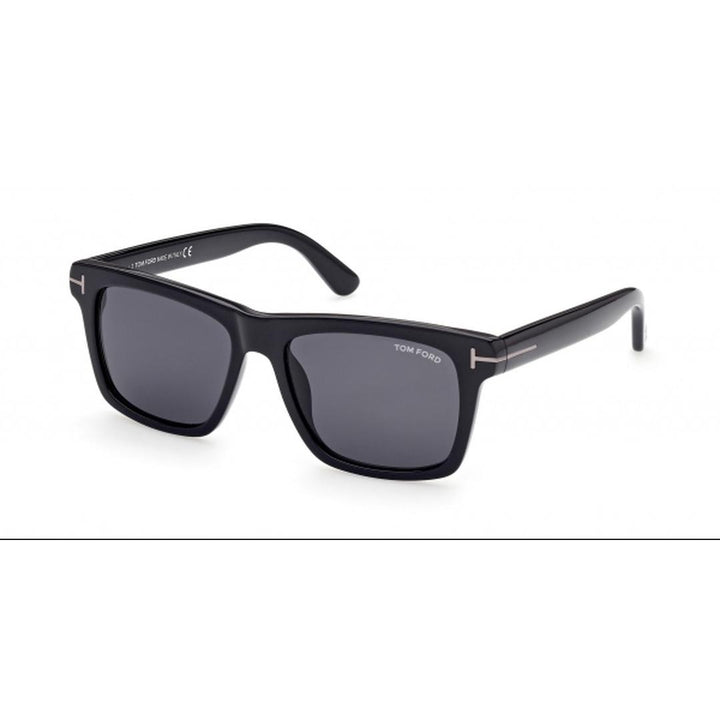 Tom Ford Buckley-02 0906N Sunglasses 01A - Shiny Black / Smoke Lenses Men Square